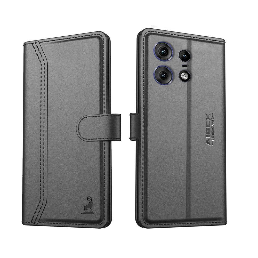 Motorola Edge 50 Pro Aibex PU Leather Flip Cover Foldable Stand & Pocket Magnetic Closure - Aibex